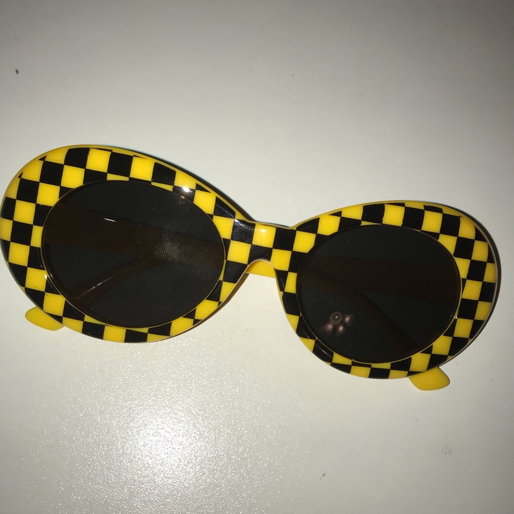 yellow checkerboard clout sunglasses